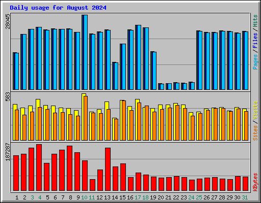 Daily usage for August 2024