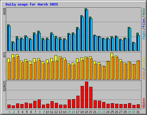 Daily usage for March 2025