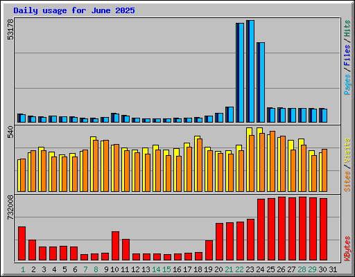 Daily usage for June 2025
